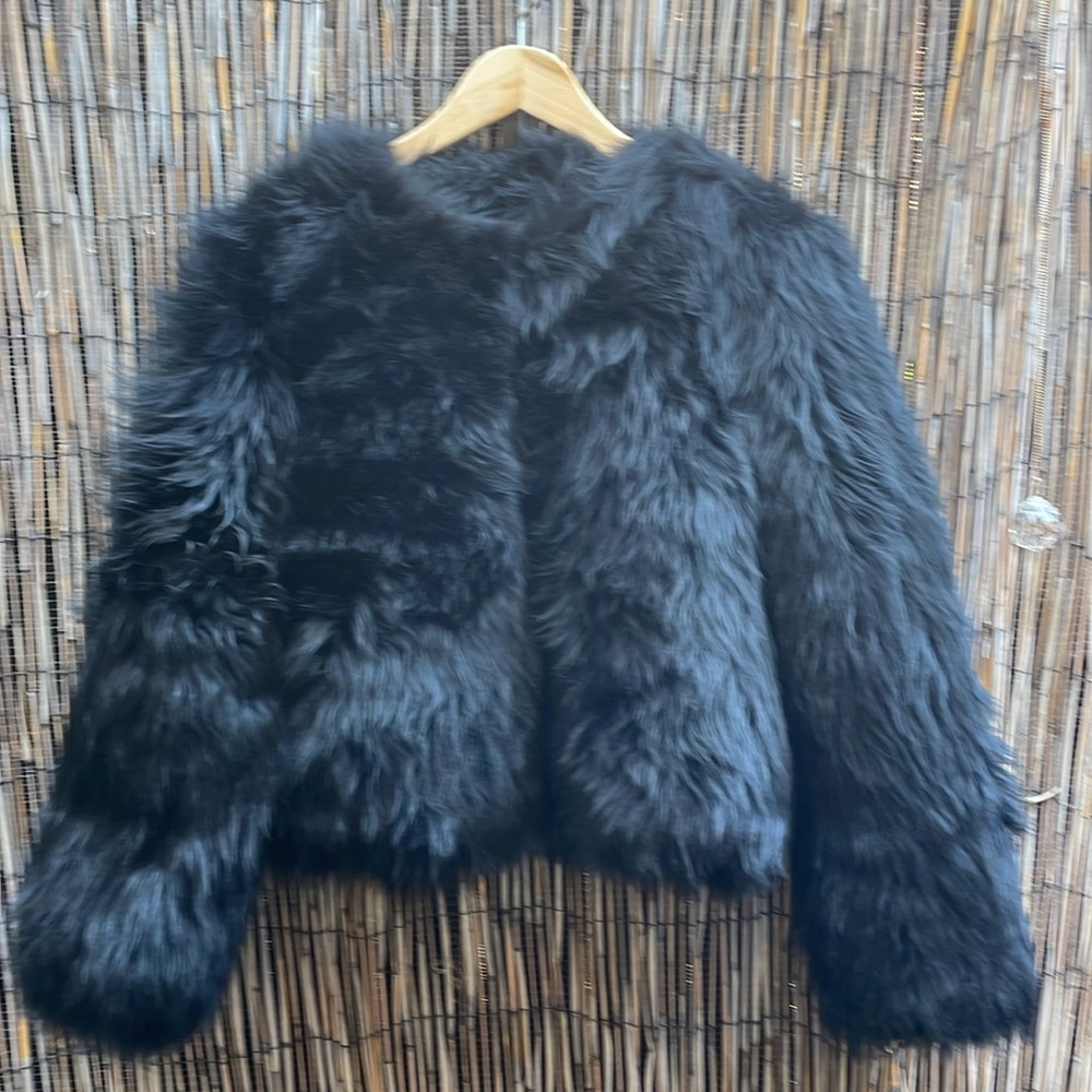 All Saints Bronte black sheerling jacket
